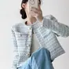 Jaqueta estilo Chanel feminina nova para primavera e outono, resistente, com temperamento de socialite francesa, manga longa, top curto versátil