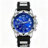 Popular Reloj de Negocios para Hombre de Comercio Exterior con Esfera Grande, Reloj de Cuarzo con Tres Ojos, Reloj de Hombre Moderno y Versátil con Correa de Silicona y Acentos Dorados