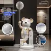 Oso violento estilo crema, gran adorno de piso para sala de estar y recibidor, arte de moda con una estética de alta gama, decoración del hogar, regalo de inauguración