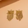 Brincos de Franja com Zircônia Banhados a Ouro Real 18K, Brincos Estilosos e Ousados com um Toque de Luxo de Alta Qualidade para Mulheres, Adequados para Mercados Transfronteiriços Europeus e Americanos