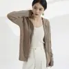 Nuevo Estilo Otoño Cardigan de Lana para Mujer, Simple, Color Sólido, Rayas, Corte Holgado, Adelgazante, Rejuvenecedor, Sudadera de Punto con Cremallera