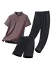 Conjunto de Três Peças Respirável de Seda Gelada Polo de Manga Curta Camiseta de Verão Novo Casual Esportivo para Jovens Homens