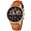 Reloj de Pulsera de Cuero para Hombre Más Vendido Transfronterizo Geneva Nuevo Tres Ojos Negocios Reloj de Cuarzo Reloj para Hombre Venta al por Mayor
