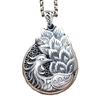 Colgante de pavo real vintage de doble cara de plata pura 999 cadena de suéter para mujer collar largo de plata esterlina colgante colgante de plata esterlina