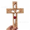Estación independiente transfronteriza Cruz de amor de madera de San Valentín Cruz de madera tallada Artesanías de madera