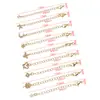 Banho de ouro real 18K com retenção de cor, corrente de extensão com incrustação de diamante, estrela, lua, borboleta, fecho lagosta, corrente de cauda, acessórios para joias DIY