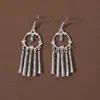 Brincos de Franja de Prata Miao Estilo Étnico de Minoria, Brincos Longos Exagerados de Camada Dupla Miao de Yunnan Retrô e Únicos para Mulheres
