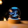 Bola de cristal transfronteriza 3D tallada en madera con base luminosa, luz nocturna, adornos de escritorio para oficina, regalos para estudiantes, venta al por mayor