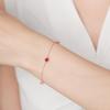 Nova Pulseira de Prata Esterlina S925 com Diamante Vermelho Rosa Cintilante para Mulheres Elegante Doce Zircônia Rosa Joia Banhada a Ouro Rosa