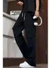 Pantalones de paracaidista negros estilo americano, finos, de otoño, para montañismo al aire libre, de pierna recta, deportivos, holgados e informales.