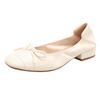 Zapatos de Mujer Estilo Chanel Otoño Nuevo Estilo Francés Ligeros de Tacón Plano Zapatos Rollo de Huevo Punta Redonda Tacón Bajo Boca Baja Casuales para Estudiantes Modernos