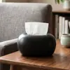 Caja de Pañuelos Cerámica Minimalista Estilo Francés Negro Mate Adorno Decorativo para Sala de Estar Mesa de Café Uso Doméstico Caja de Pañuelos Escritorio
