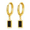 Pendientes Retro Europeos y Americanos Transfronterizos Simples de Acero Inoxidable Liso de 8 mm Versátiles con Incrustaciones de Diamante Pendientes de Oro de 18 quilates Venta al por Mayor Venta Caliente para Mujeres