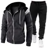 Nuevo conjunto de sudadera con capucha casual deportiva y pantalón de moda con bloques de color para hombre de comercio exterior transfronterizo