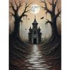 Pintura sin marco de Bruja Murciélago Casa Embrujada de Halloween Transfronteriza Pintura Decorativa para Sala de Estar Mural Más Vendido en Amazon Directo del Fabricante