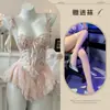 Lingerie Sexy com Estampa Floral, Design Doce de Espinha de Peixe, Sutiã com Bojo, Efeito Emagrecedor, Conjunto Push-Up Puro Desejo para Mulheres, Peça Única no Atacado