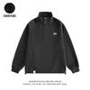 Suéter grueso de estilo americano de marca de moda, de gran tamaño, con cuello vertical bordado y media cremallera, top deportivo informal holgado para jóvenes