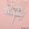Fábrica independiente al por mayor acrílico espejo decoración de pastel tarjeta de letra inserción feliz cumpleaños decoración de horneado Red