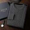 Suéter de Cachemira para Hombre, Cuello Redondo, Nuevo Estilo Otoño e Invierno, Tejido de Lana de Tres Hilos y Cinco Agujas Engrosado, Suéter de Manga Larga, Suéter Base