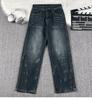 Vibras Americanas de Alta Calle a la Moda Retro Jeans para Hombre Resistentes y Desgastados con Diseño Patchwork Pantalones Rectos de Pierna Ancha