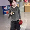 Conjunto de Chaleco y Suéter para Niña 2025 Otoño Nuevo Suéter de Manga Larga con Cuello de Loto para Niños Pantalones Florales para Bebé Niña