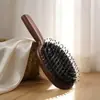 Pente Alisante Natural de Cerdas de Javali Sandália Dourada, Pente com Almofada de Ar para Massagem no Couro Cabeludo, Pente de Cerdas Feminino, Pente com Airbag para Alisamento