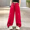 Petos de Verano para Niñas 2024 Nuevos Pantalones de Verano para Niños Estilo Occidental Holgado Hip Hop Pantalones de Pierna Ancha para Niñas