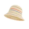 Chapéu de Sol de Proteção Solar de Verão para Mulheres, Chapéu de Pescador Respirável de Malha Oca Listrado, Chapéu Bucket Versátil para Afinar o Rosto