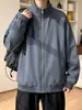 Chaqueta patchwork deconstruida con cuello alto, chaqueta bomber estilo americano para hombre primavera/otoño, chaqueta de béisbol casual de moda nueva 2026