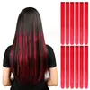 Set de 12 Extensiones de Cabello de Fibra Sintética de Colores, Extensiones de Cabello de Una Pieza de Color Sin Costuras con Clips, Clips de Tinte para Colgar en la Oreja