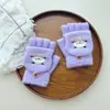 Guantes para Niños de 7 a 12 Años, Cálidos de Invierno y a Prueba de Frío, Unisex, Forrados de Felpa, Guantes de Punto Convertibles de Medio Dedo, Lindo Diseño de Dibujos Animados