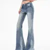 Jeans acampanados de tiro bajo estilo americano para mujer, nueva colección primavera/otoño 2026, diseño de línea A moderno y estilizado