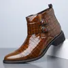 Botas Chelsea Masculinas Transfronteiriças Mais Vendidas na Amazon Cano Baixo Moda Tendência Versátil Botas de Couro Estilo Britânico Bico Fino Sapatos Masculinos
