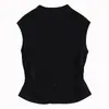Cardigan Falso de Tricô 100% Lyocell Tencel para Mulheres, Outono 2026, Regata de Tricô Sem Mangas com Ajuste na Cintura