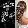 Pasador de Pelo con Forma de U de Flores y Hojas Europeo, Americano y Asiático Transfronterizo, Accesorio para el Cabello para Novias, Pasador de Boda, Pasador para Banquetes de Fiesta