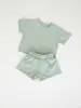 Conjunto Sencillo de Color Sólido Exclusivo de Fábrica de Origen Transfronterizo para Niños Bebé Niño Verano 100% Algodón Manga Corta Ropa Casual