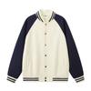 Jaqueta de beisebol raglan solta de algodão confortável, solta, para todos os tipos de combinações, com logotipo bordado, moda americana masculina e feminina