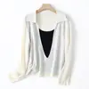 Directamente del fabricante: Blusas de Mujer para Primavera y Otoño, Falsas de Dos Piezas con Cuello, Diseño Versátil, Camisas Elegantes y Sencillas para Vestir en Capas, Venta al por Mayor