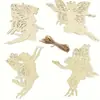 Colgante de madera decorativo con forma de hada y alas de mariposa, hueco con láser, creativo, en blanco, estilo europeo, para manualidades DIY