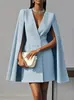 2025 Ropa de Trabajo de Otoño Transfronteriza Europea y Americana Amazon Capa con Solapa de Doble Botonadura Traje de Color Sólido Vestido Ropa para Mujer