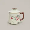 Taza de Oficina Flor de Loto Enrollable para Uso en Casa, Separación de Té y Agua, Taza de Té Kung Fu Personal con Tapa, Estilo Oficina Vintage