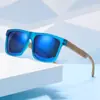 Gafas de Sol Cuadradas Nuevas Transfronterizas Imitación Madera de Bambú Marco Retro Anti-UV Moda Tendencia Hombres Europeos y Americanos