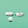 Prata Pura 999 Galvanizada Superfície Martelada Espaçador Grão de Acácia Pingente Grão de Café Pulseira de Cristal DIY Colar Acessórios de Prata Material