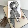 Versão Coreana Primavera e Outono 2025 Lenço Paisley Pequeno com Gravata, Bolsa, Faixa de Cabelo, Lenço de Seda Listrado Decorativo Xadrez Versátil Longo Listrado Feminino