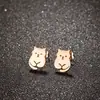 Yiwu Joyería Acero Inoxidable Calado Personalizado Lindo Mascota Perro Gato Dinosaurio Aretes Accesorios Versátiles para Mujer en Stock