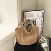 2026 Nuevo Bolso de Hombro Casual para la Playa, Tejido de Paja Hecho a Mano de Gran Capacidad para Vacaciones, Bolso Calado