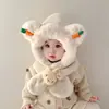 Conjunto de Gorro y Bufanda Todo en Uno para Niños y Niñas en Otoño e Invierno Bufanda Engrosada Gorro Cálido con Protección para Orejas de Bebé Lindo Gorro de Felpa