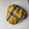 Boina a cuadros estilo coreano para mujer, boina de pintor literaria retro de doble uso, gorra fina transpirable de pico de pato estilo newsboy para hombre, primavera y verano