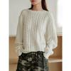 Lufu nova coleção primavera early spring estilo coreano preguiçoso suéter de mohair trançado desgastado macio glutinoso amigo da pele solto top modelador para mulheres