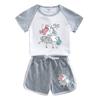 Conjunto de Verão Feminino Estilo Coreano 2023 Novo Infantil de Manga Curta com Shorts Conjunto Casual de Duas Peças para Menina